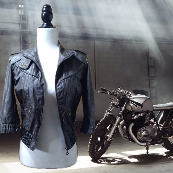 Vintage Paris Blues, Dark Brown Faux Leather Body Hugger Jacket, Like New! - Picture 1 of 3
